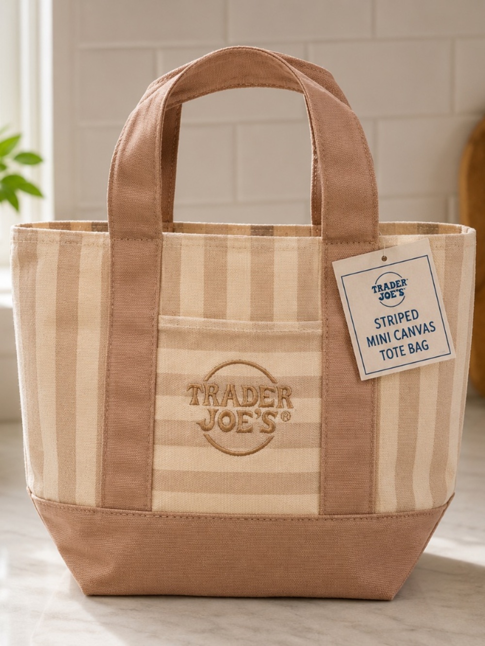 Trader Joe's Mini Canvas Tote Bag Natural Tan NWT Limited Edition - Last One!!
